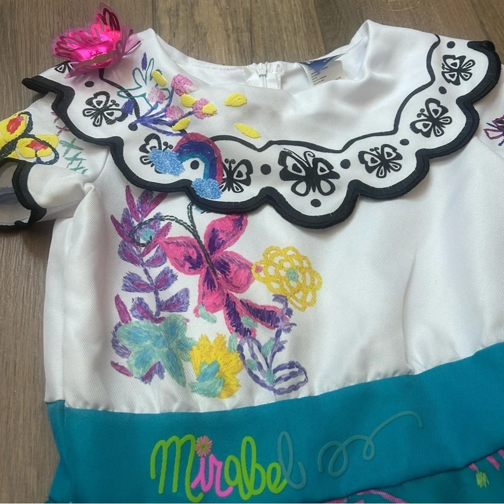 Disney Mirabel Encanto Costume Dress Size 4T -6X Small Girls Dress Embroidered